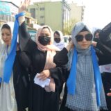 صحنه‌ای از راهپیمایی زنان در کابل